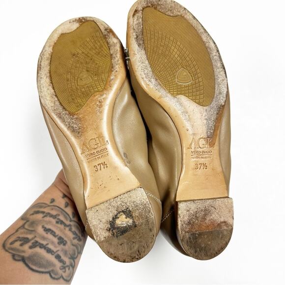 AGL Monika Cap Toe Buckle Tan Slip On Ballet Flats Size 37.5/ 7.5 - Picture 4 of 10